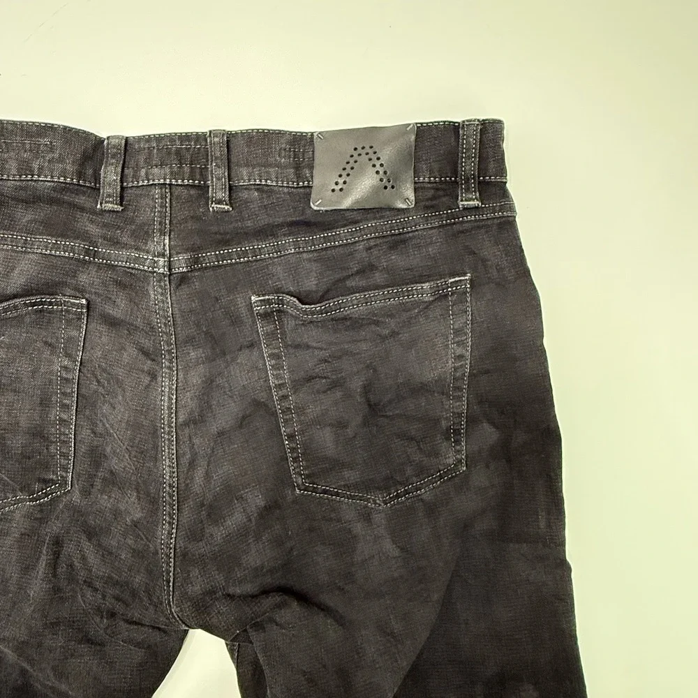 Alberto Men's Brushed Double Black Denim Jeans Modern Fit Straight‎ 36/32 Stone